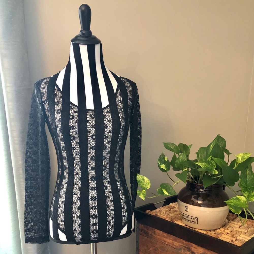 Victoria’s Secret Lace Sheer Black Thong Bodysuit